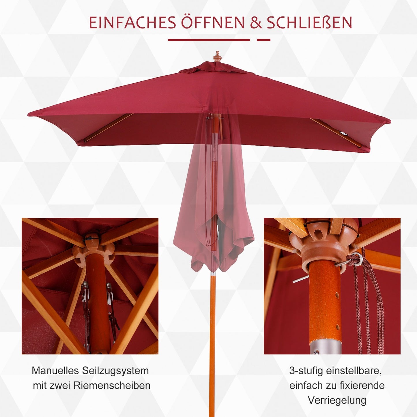 Cantilever balcony umbrella, spruce, adjustable, burgundy