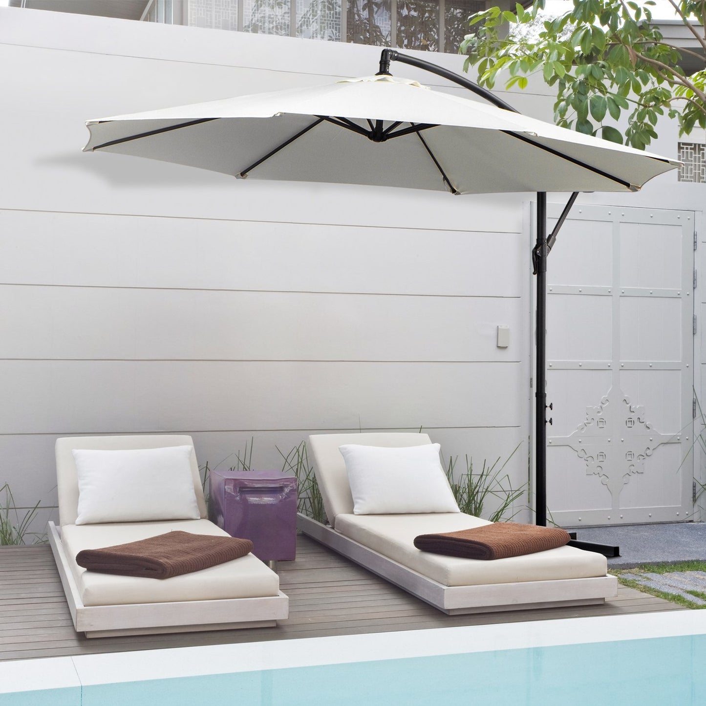 Cantilever Parasol, Crank lift, Steel frame, Cream Ø3x2.5M