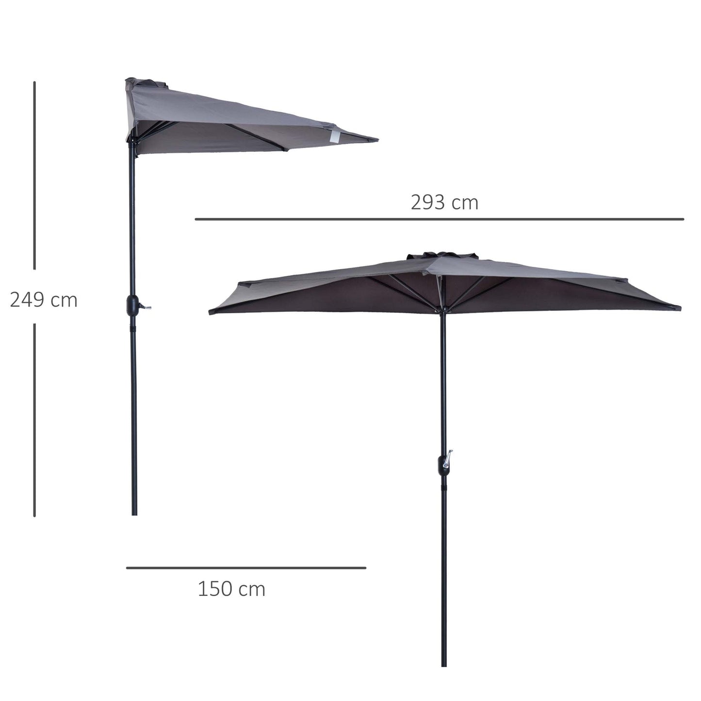 Half round metal garden parasol – Gray & Black