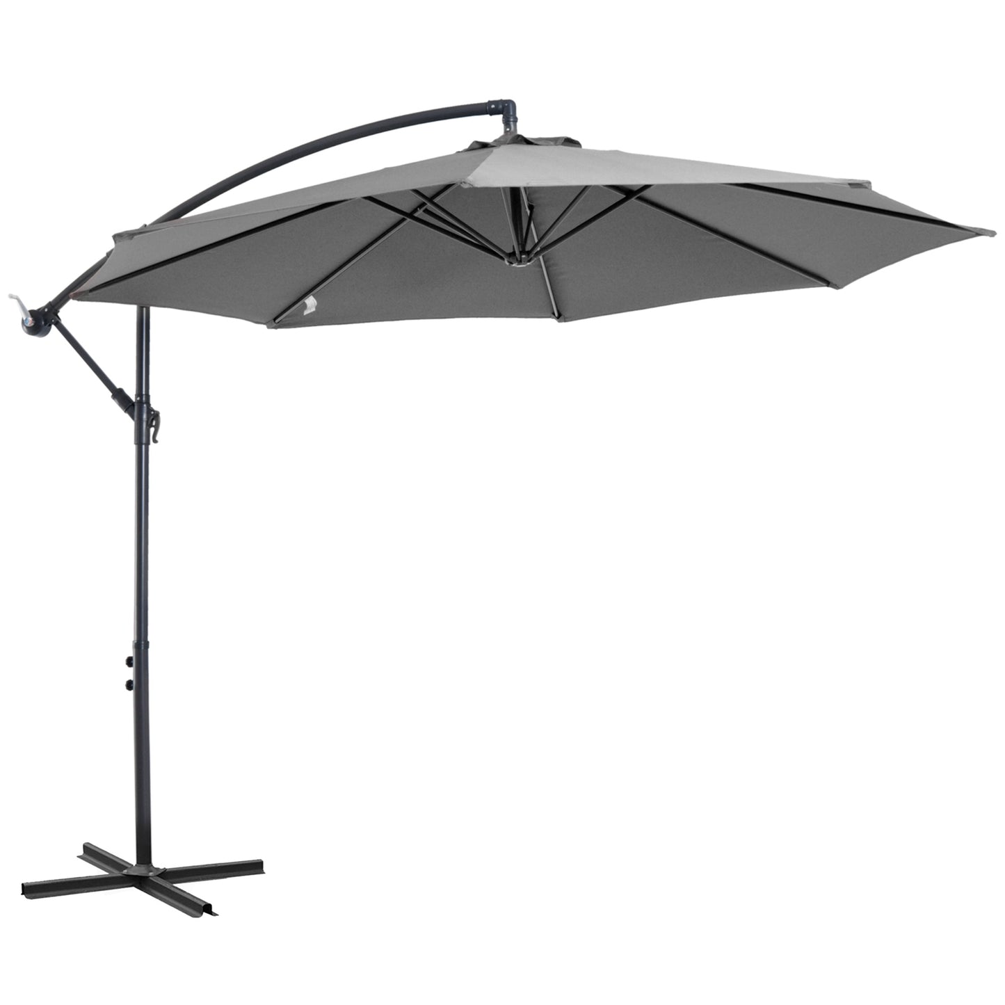 Parasol Crank Umbrella, Grey, Ø2.95x2.45M, Steel frame