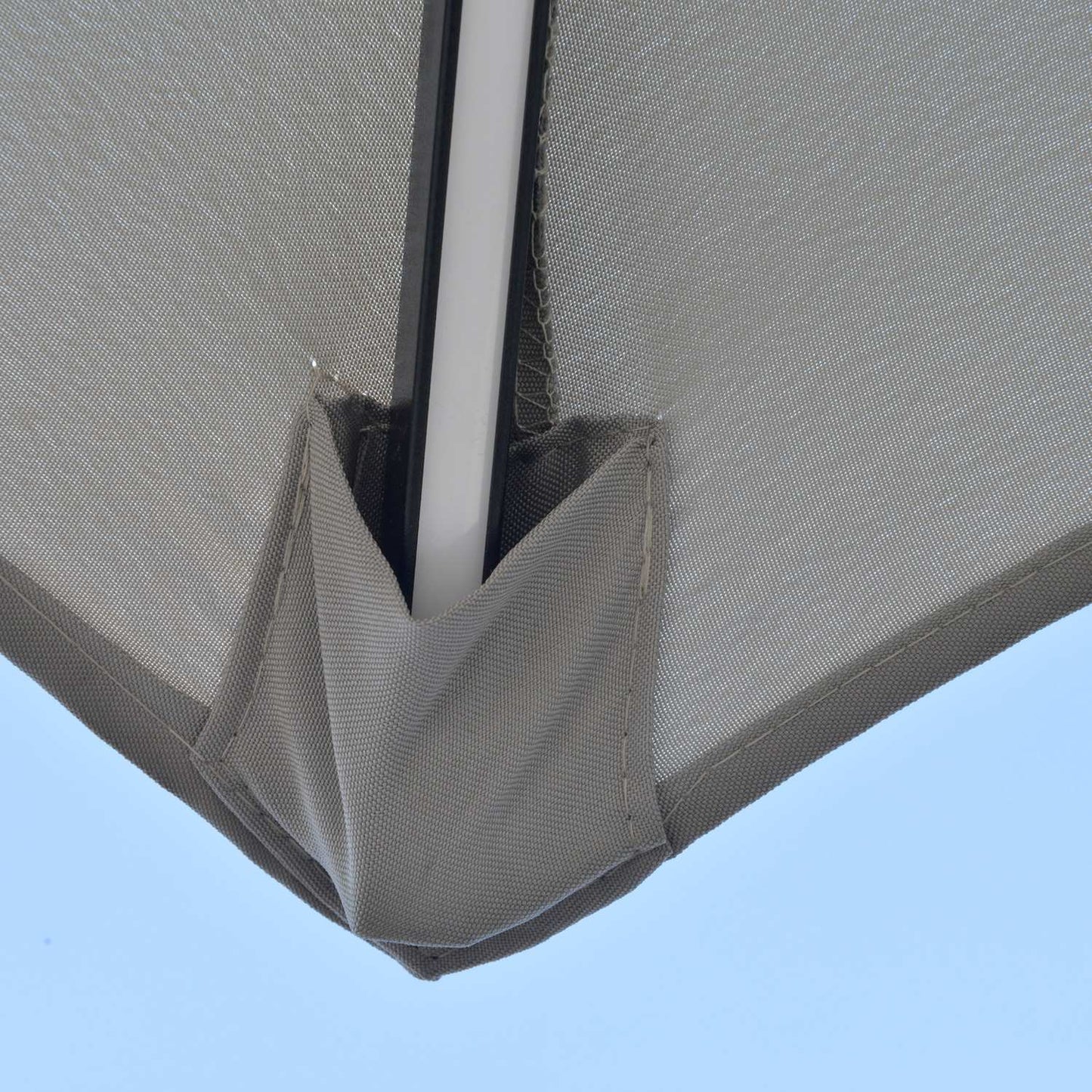 Solar LED Market Parasol, 295 cm, Water-repellent, Light grey