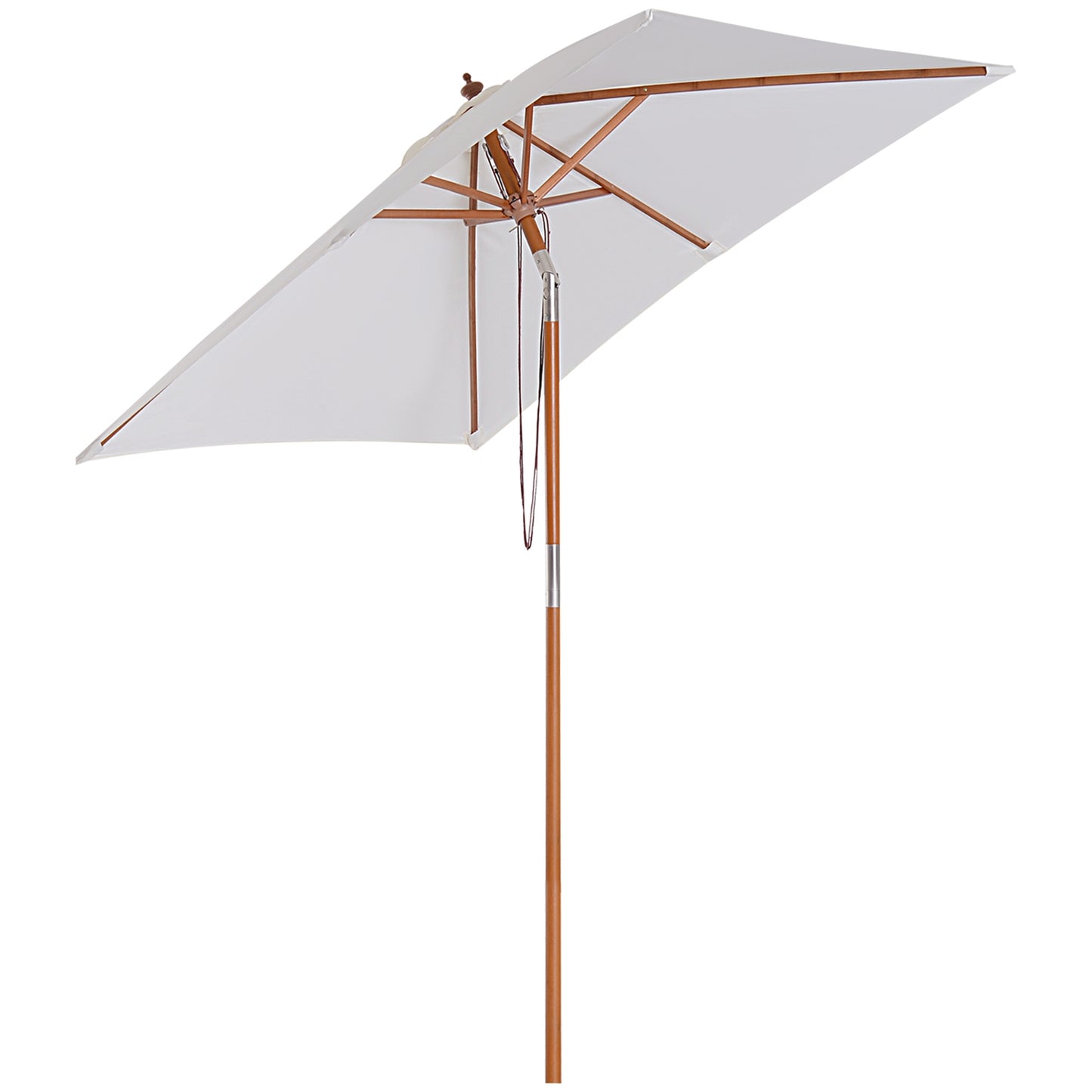 Folding garden parasol, adjustable, cream white, spruce wood