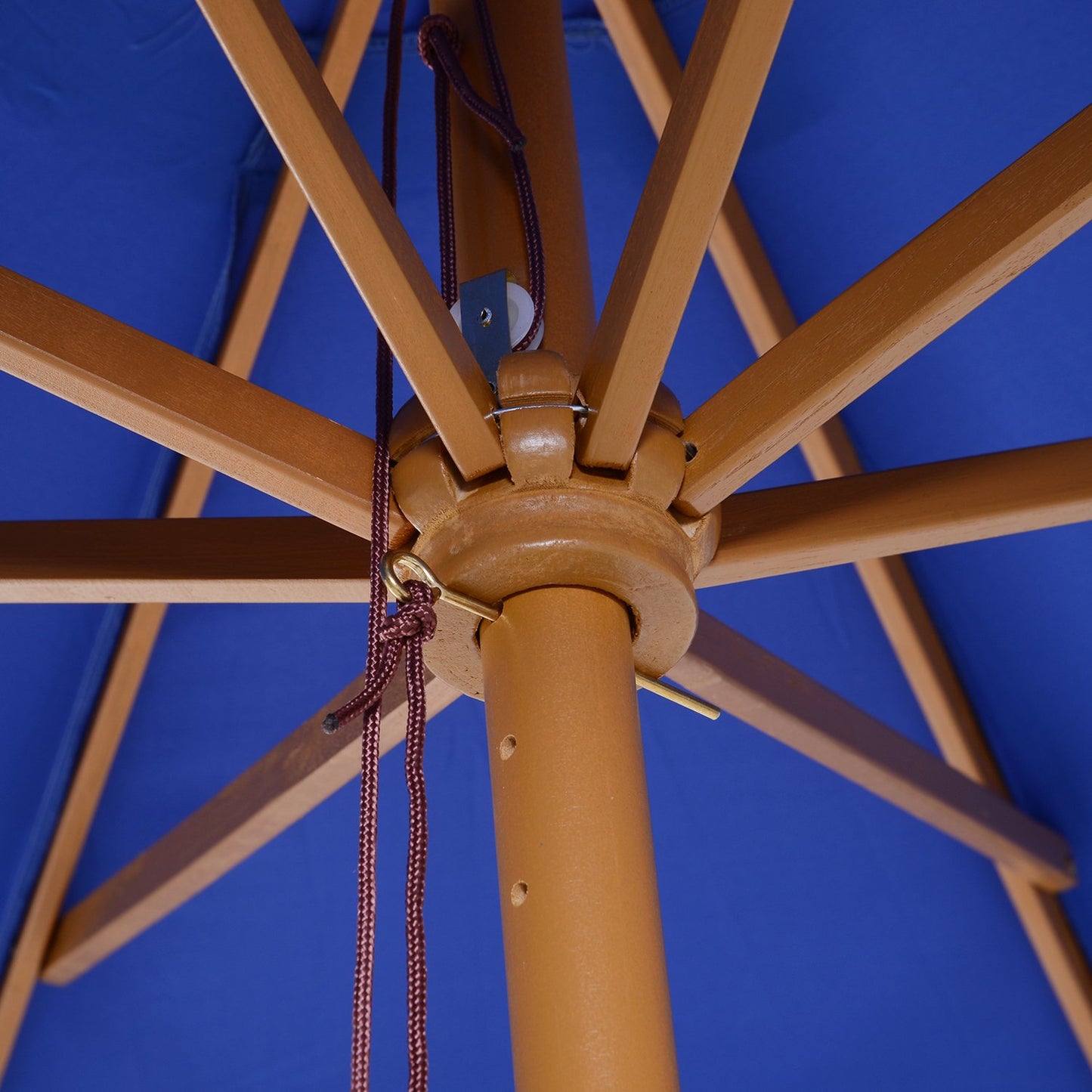 Cantilever Balcony Parasol 300 Cm, Bamboo, Blue