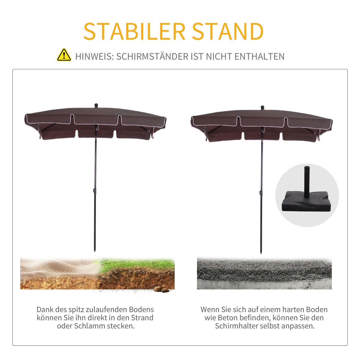 Garden parasol Umbrella, UV protection, Coffee/Black