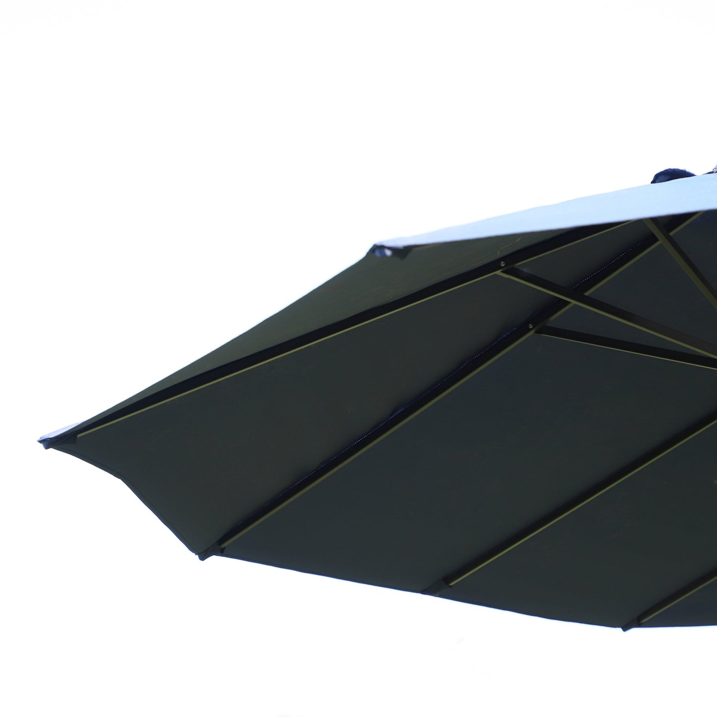 Blue Oval Garden Parasol - Double market umbrella with crank