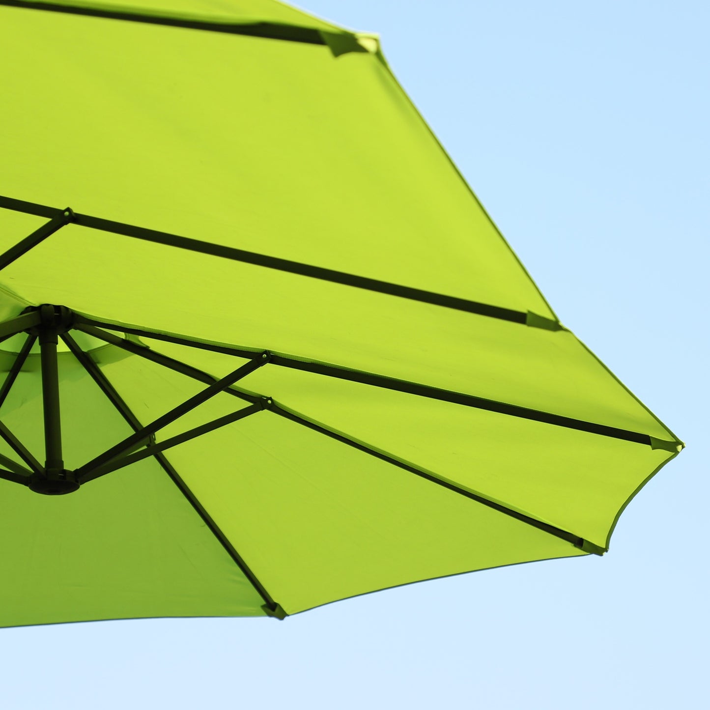 Green Double Parasol Garden Umbrella, Hand Crank, Oval 460x270 Cm