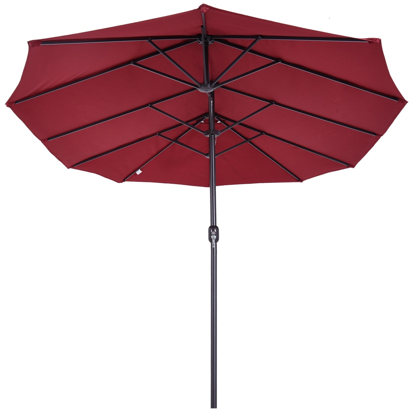 Burgundy Oval Garden Parasol, 460x270x240cm, Hand Crank
