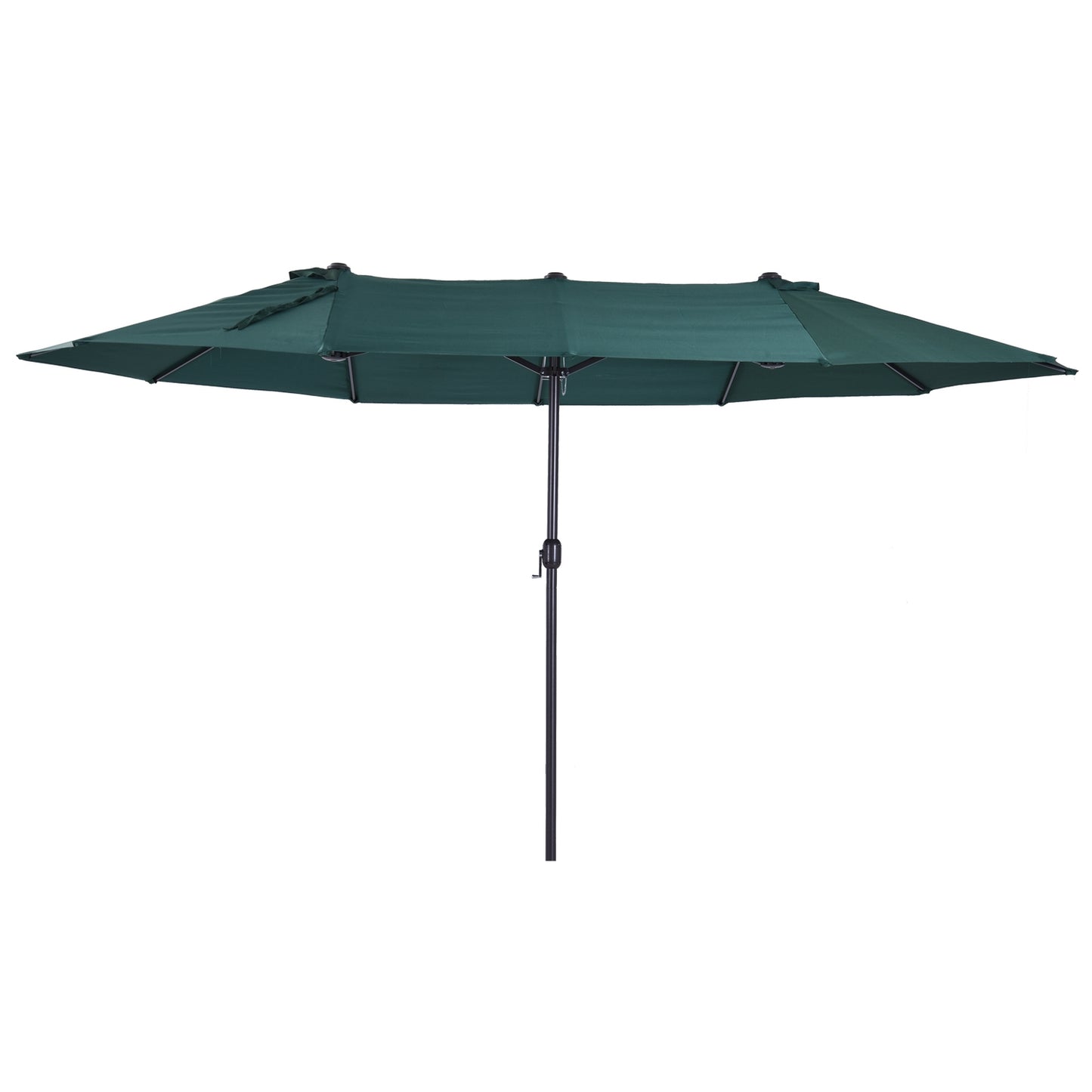 Dark Green Double Patio Garden Umbrella with Stand - 460 x 270 cm