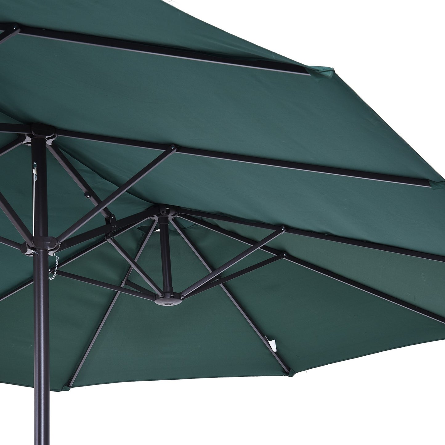 Dark Green Double Patio Garden Umbrella with Stand - 460 x 270 cm