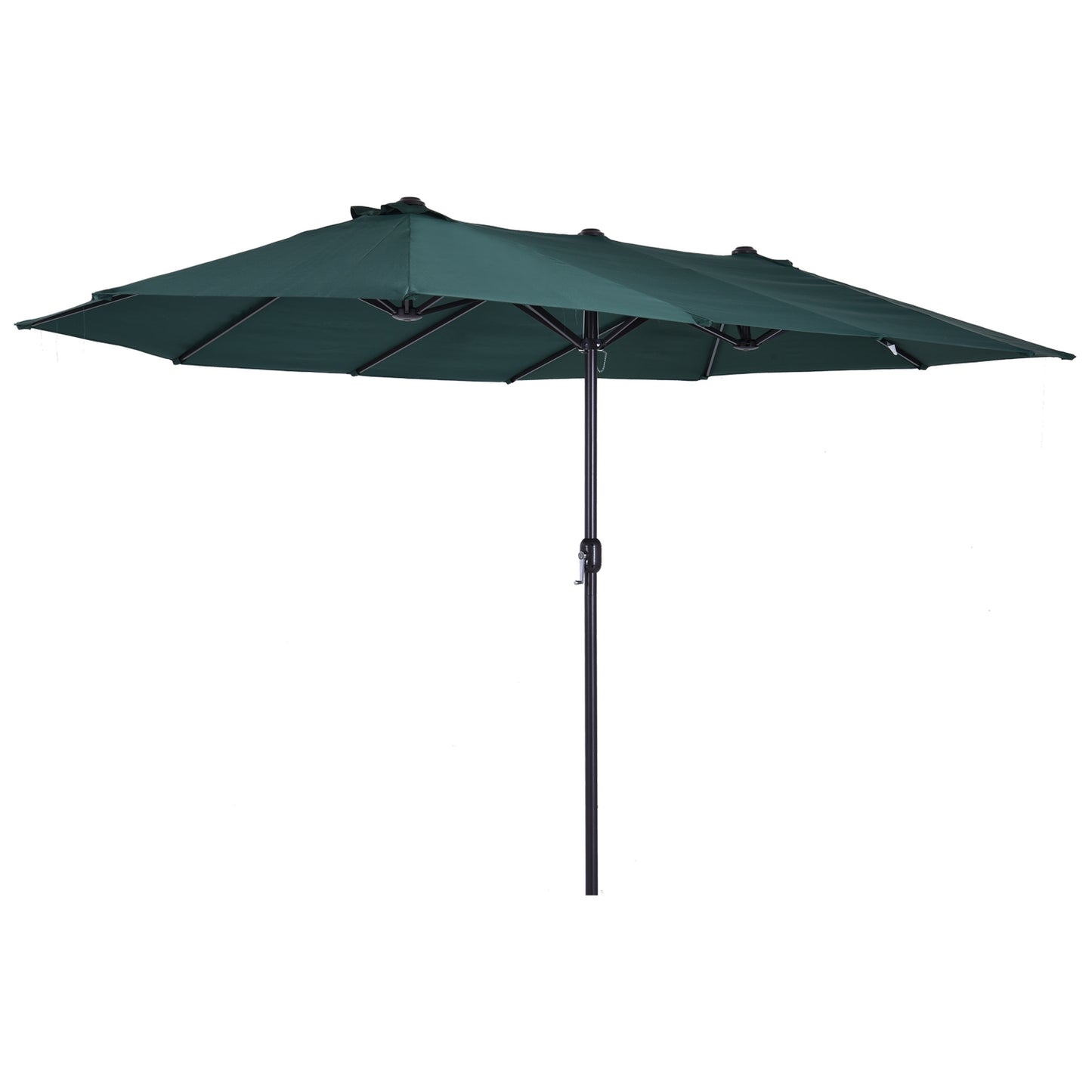 Dark Green Double Patio Garden Umbrella with Stand - 460 x 270 cm