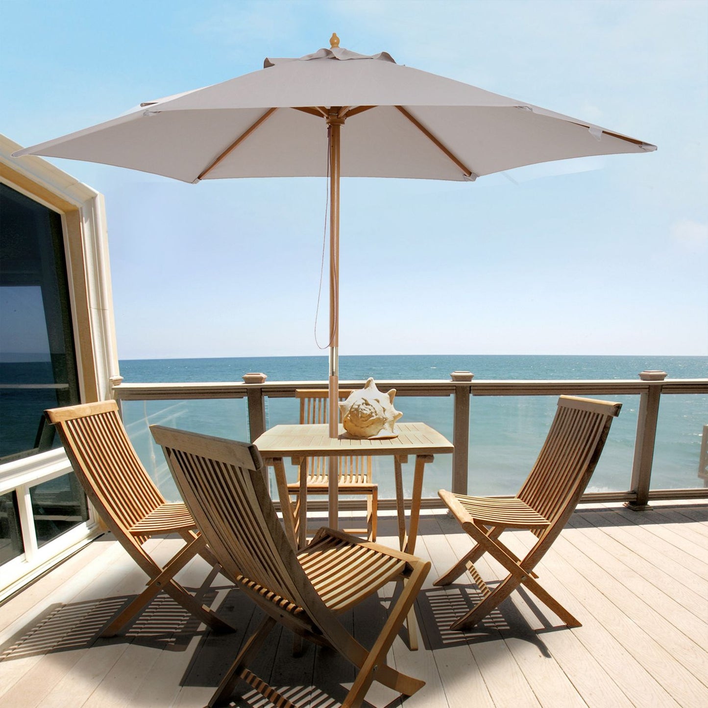 Garden parasol, 3-layer sun protection, bamboo, Ø2.5x2.3 M