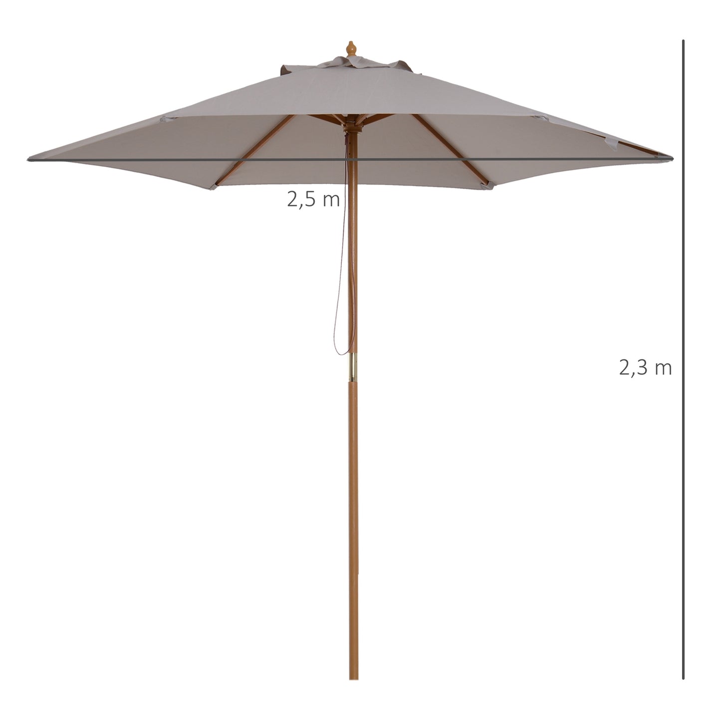 Garden parasol, 3-layer sun protection, bamboo, Ø2.5x2.3 M