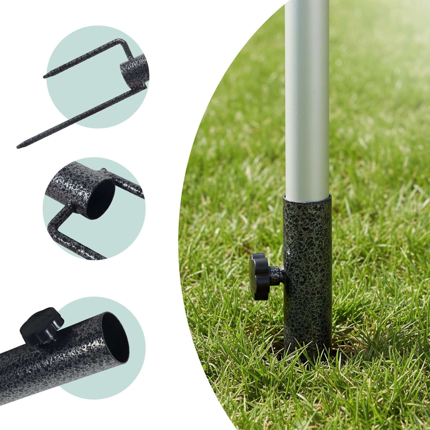 Parasol Ground Spike, Steel, Adjustable 25–32 mm