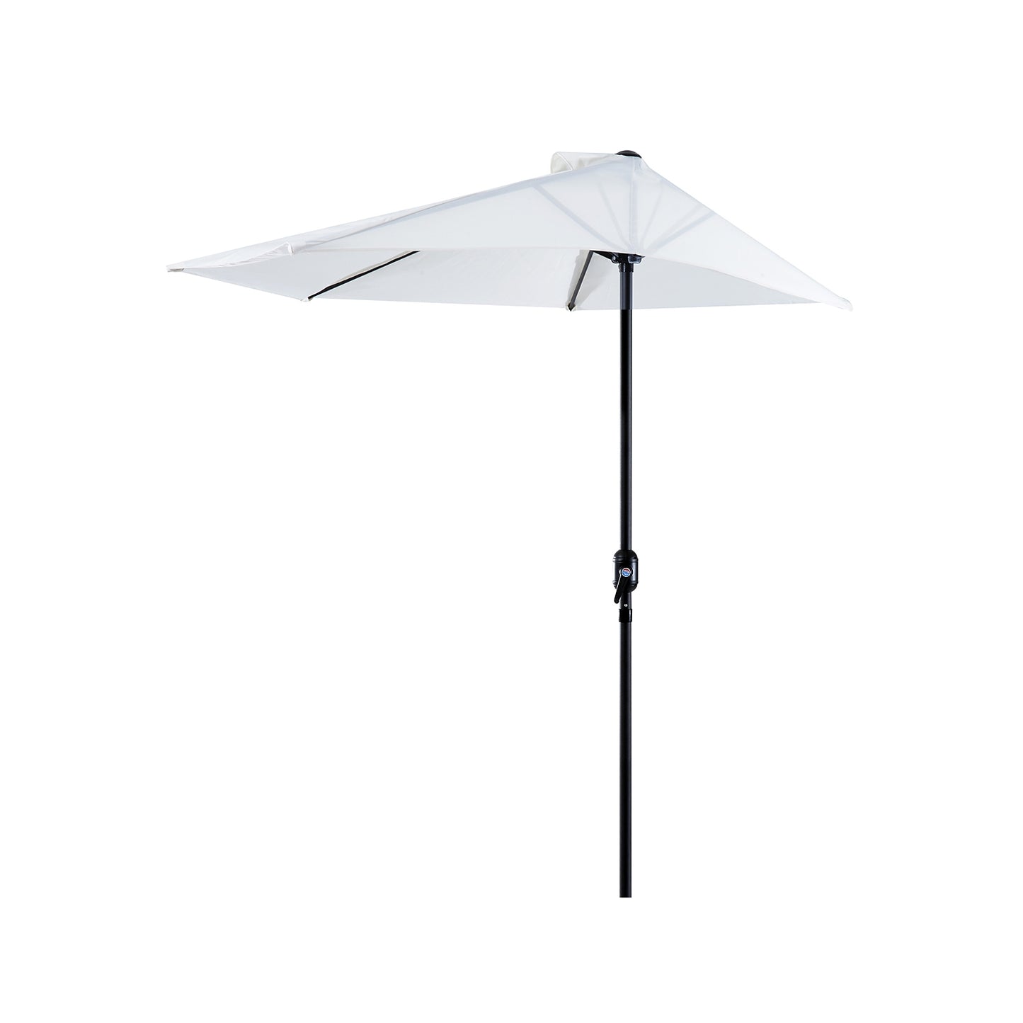 Semi-round crank parasol, metal frame, cream & black