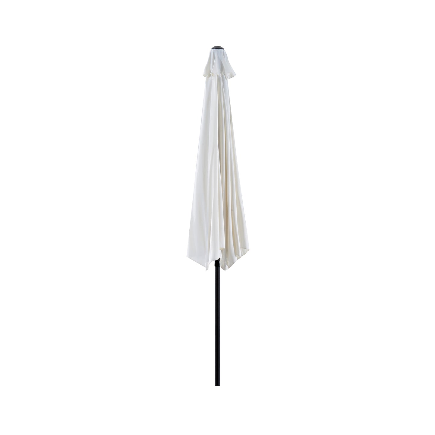 Semi-round crank parasol, metal frame, cream & black
