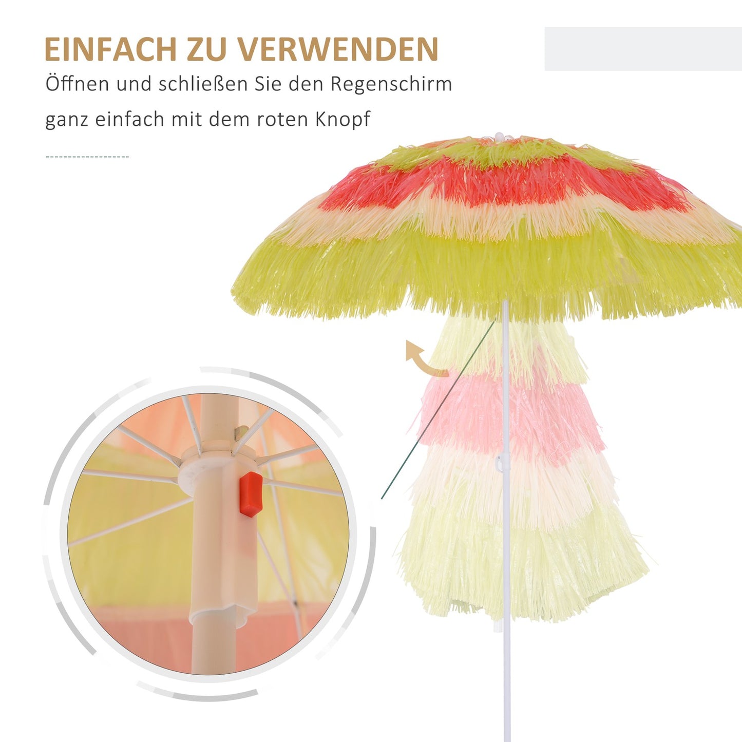 Hawaiian Beach Umbrella - Colorful, 160 cm in diameter