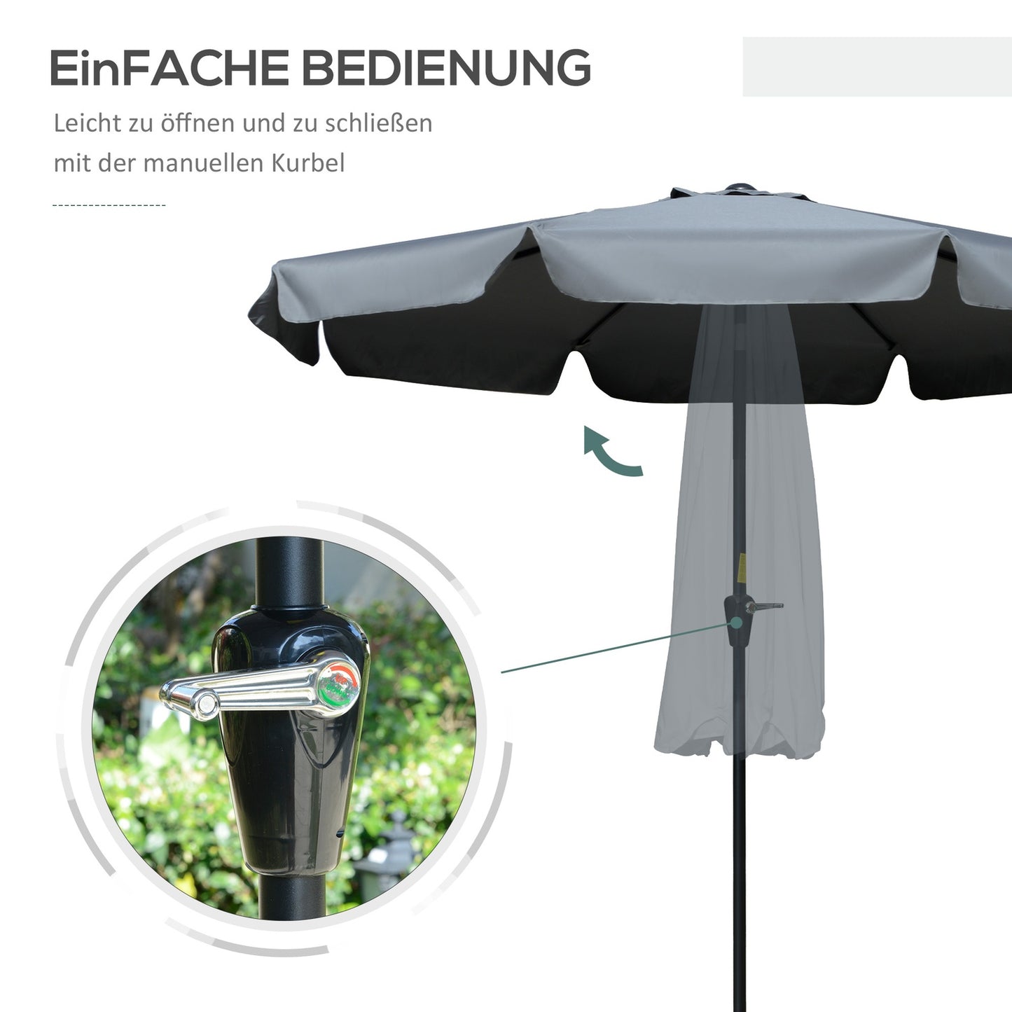 Patio umbrella, UV protection, 2.66 m diameter, dark grey