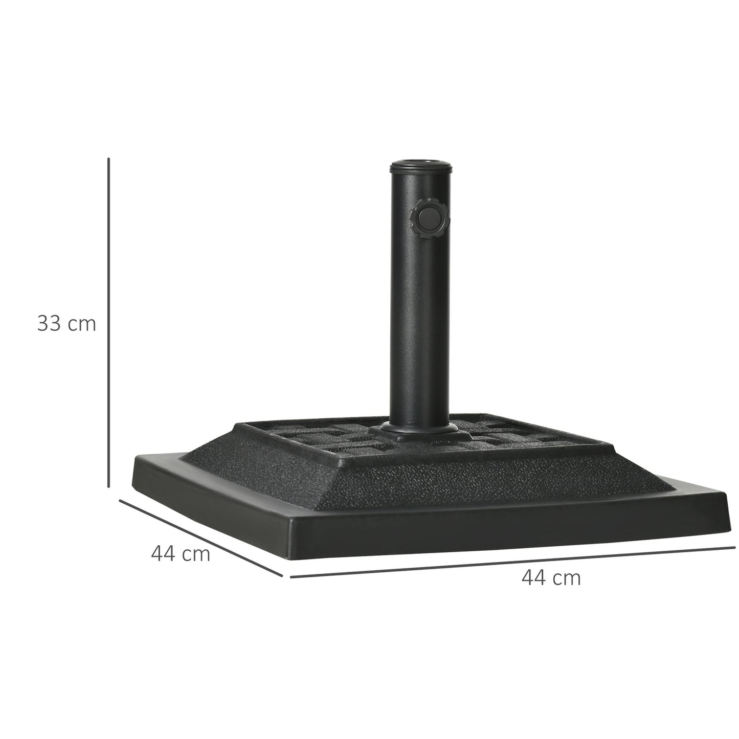 Umbrella stand in black resin, 12 kg, fits 32-48 mm poles