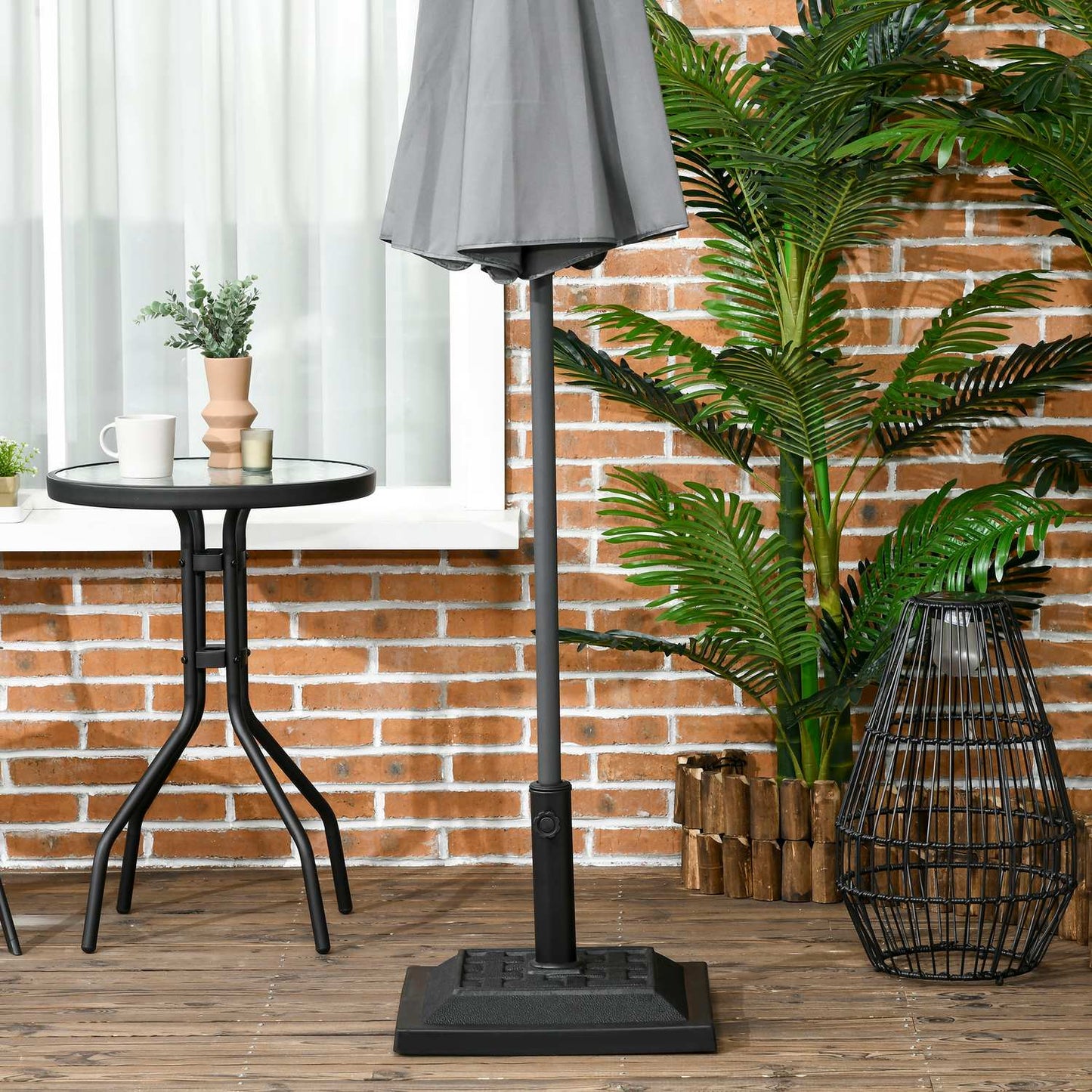 Umbrella stand in black resin, 12 kg, fits 32-48 mm poles