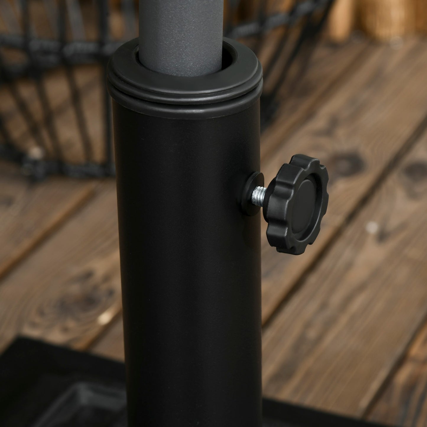 Umbrella stand in black resin, 12 kg, fits 32-48 mm poles