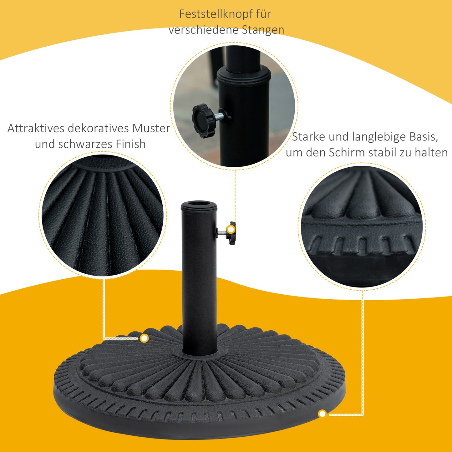 Parasol stand 14 kg cement base, fits 35-48 mm poles