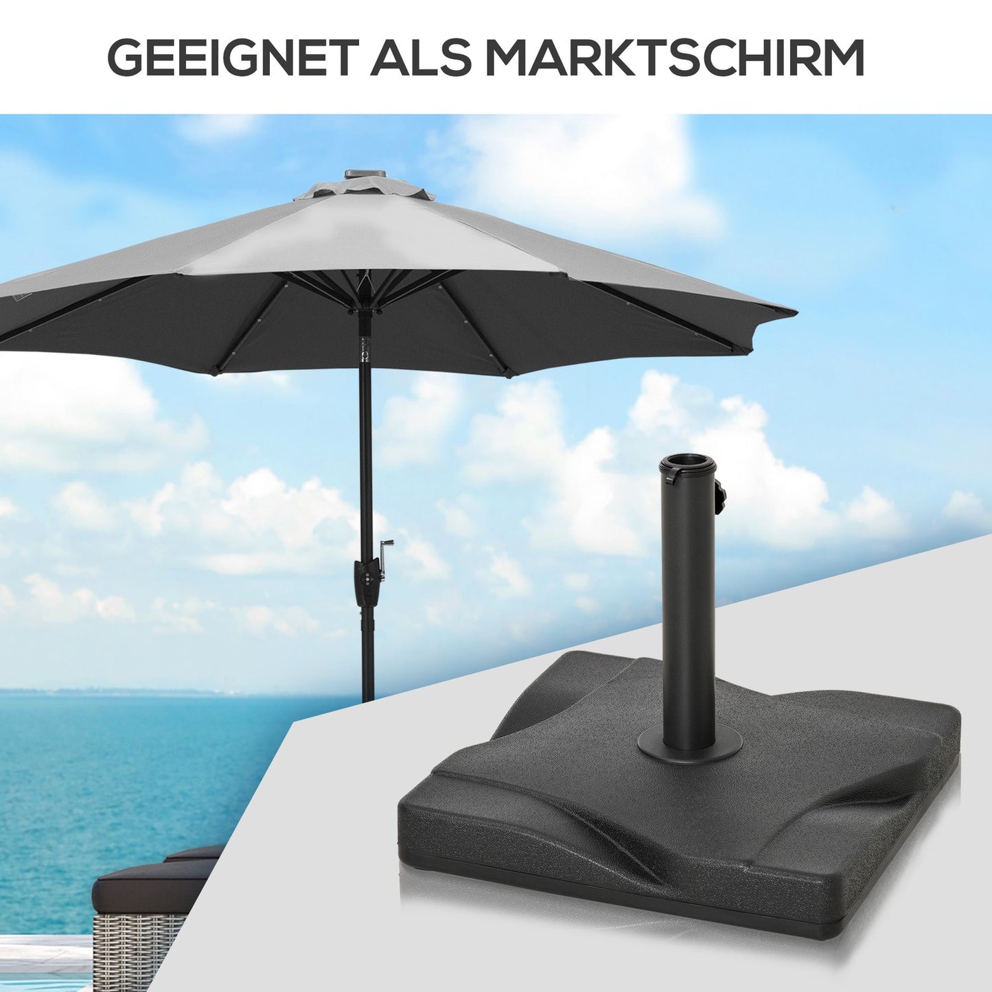 Parasol Base 20 Kg, Cement, Fits 30-38 Mm posts
