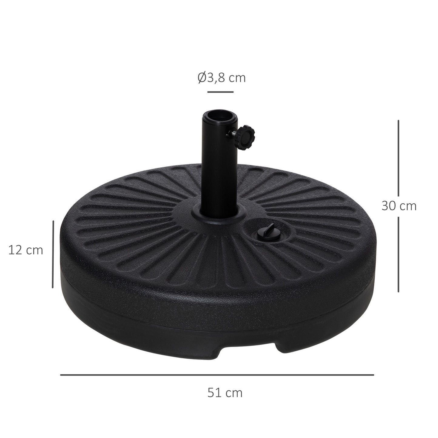 Black cement parasol stand, 21-26Kg, Ø38-51mm