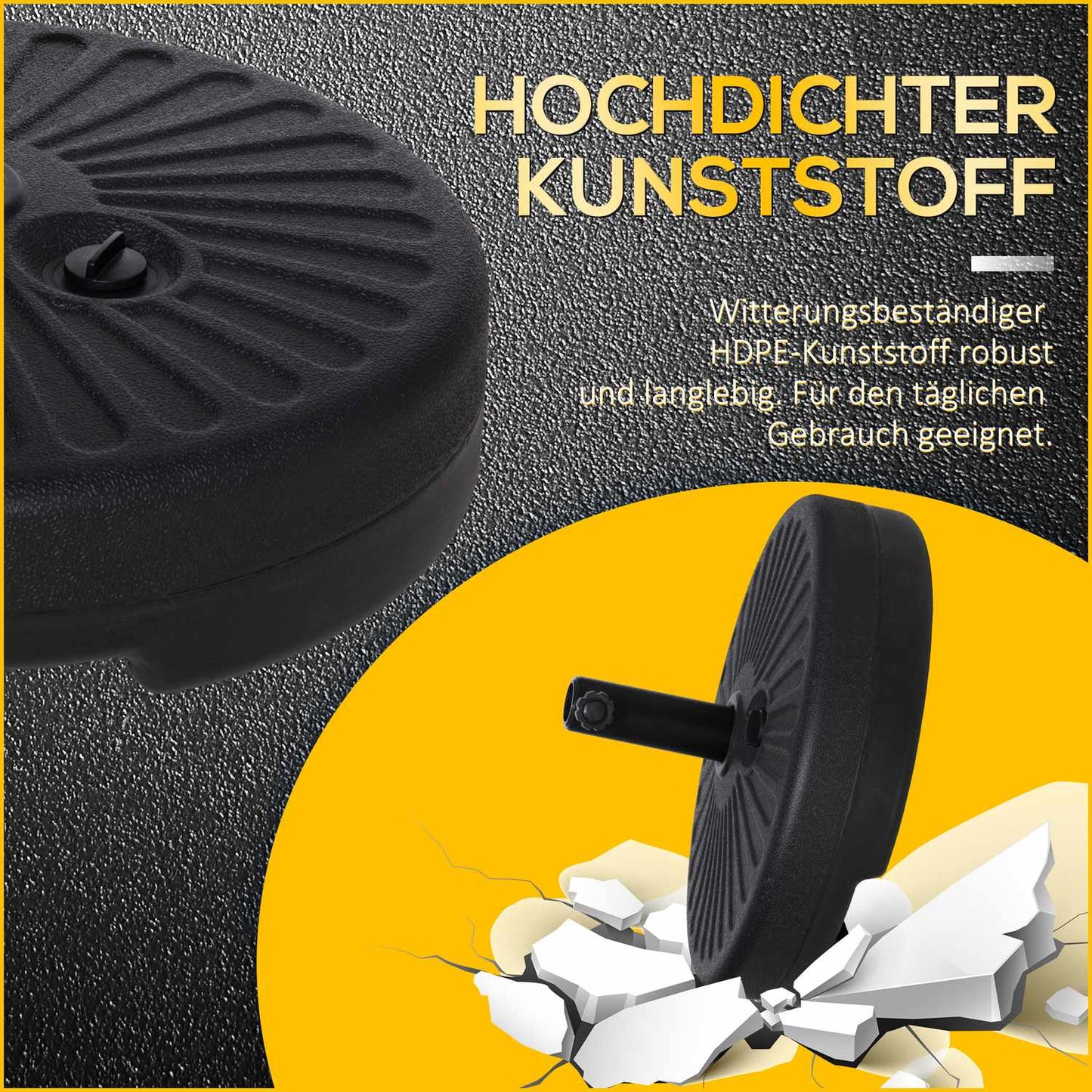 Black cement parasol stand, 21-26Kg, Ø38-51mm