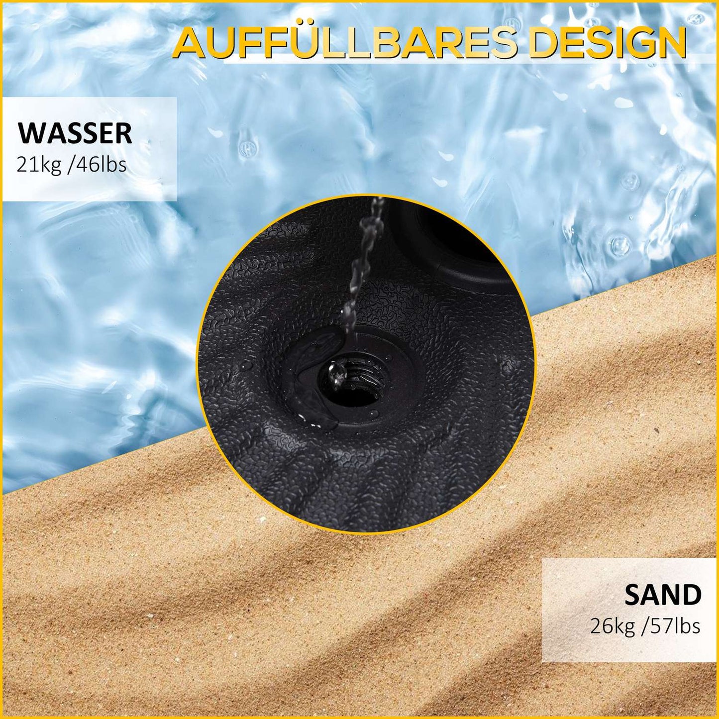 Black cement parasol stand, 21-26Kg, Ø38-51mm
