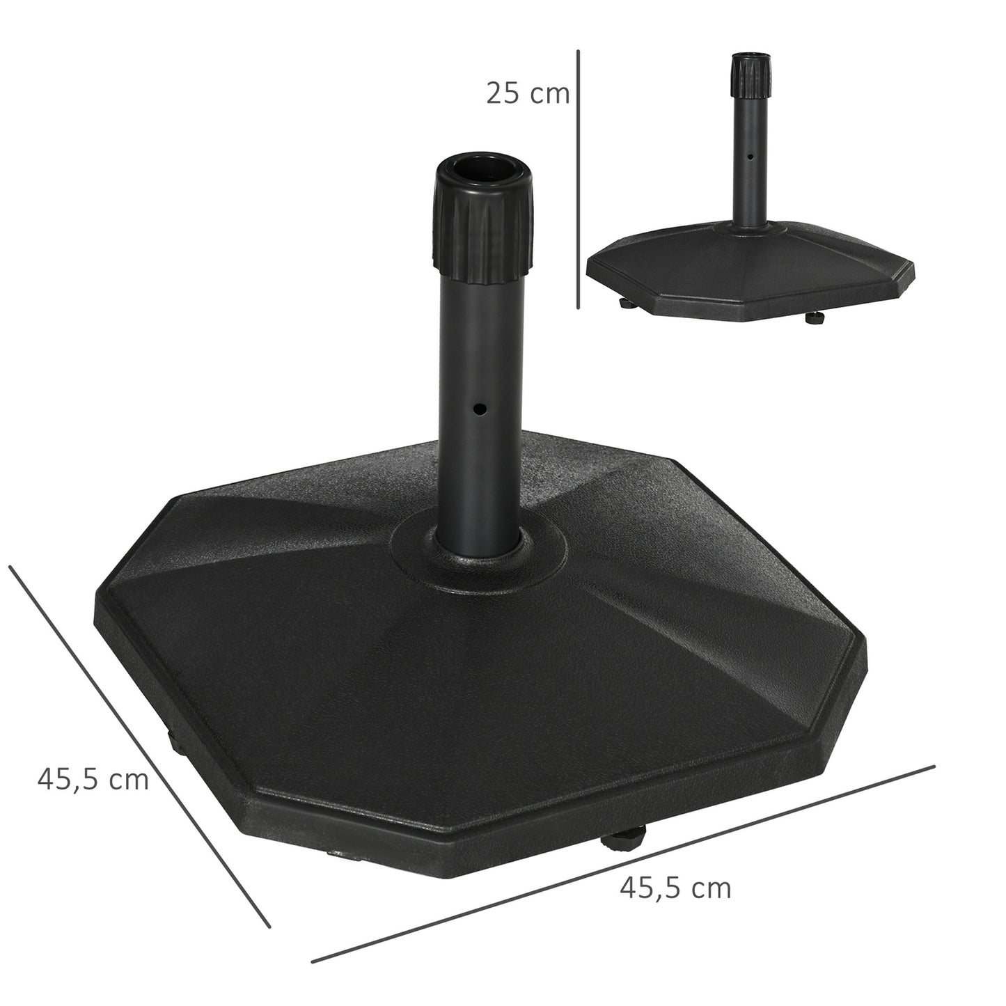 Stable parasol stand 22Kg for 32-38mm poles, black