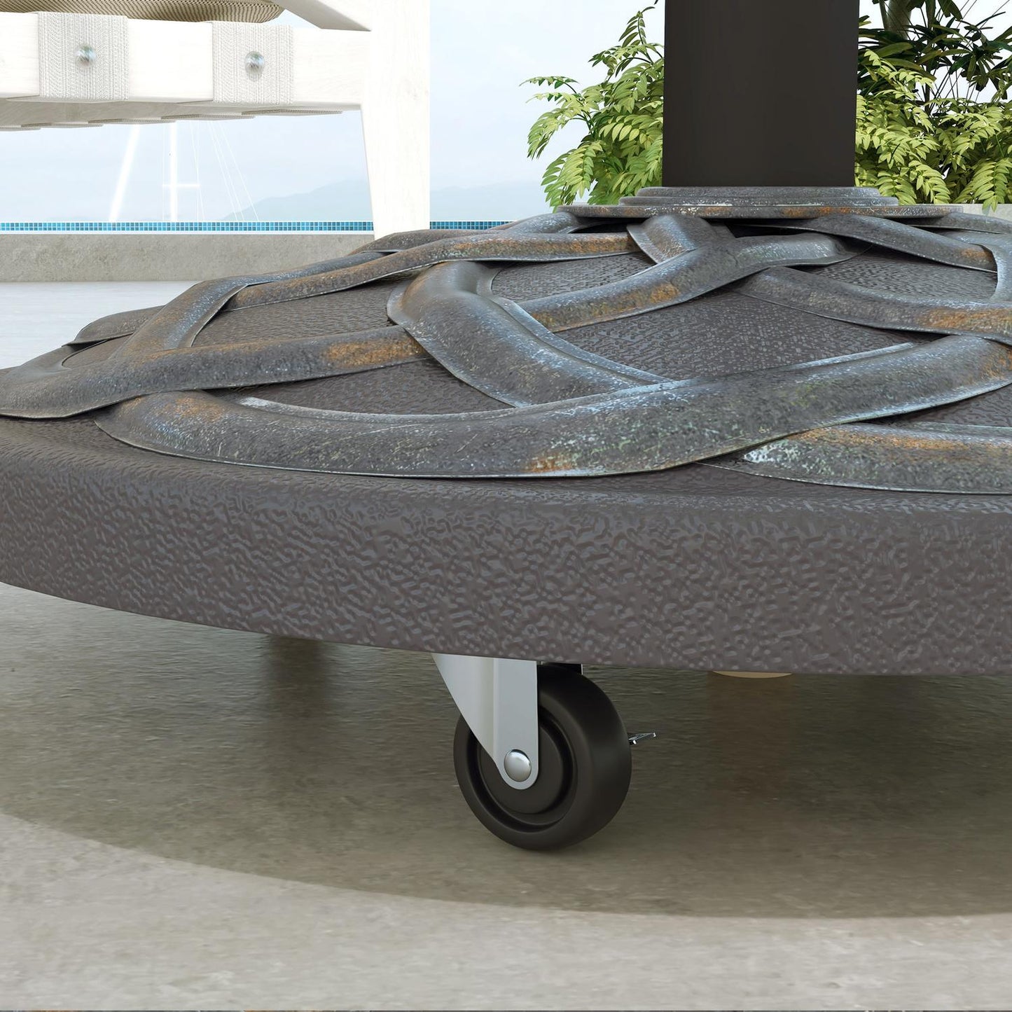 Umbrella stand with wheels, adjustable, 25 kg, bronze