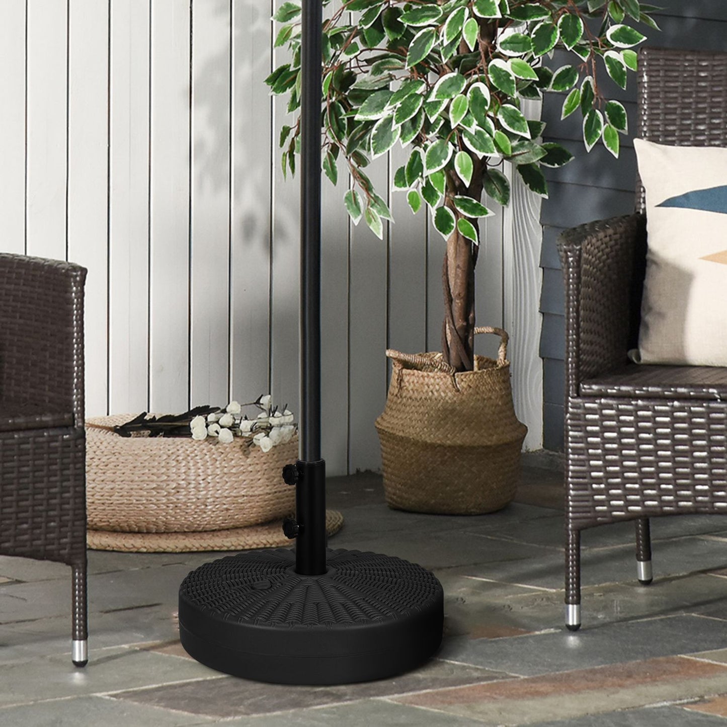 Parasol stand 29 kg, black, rattan look, fits Ø38/48 mm posts