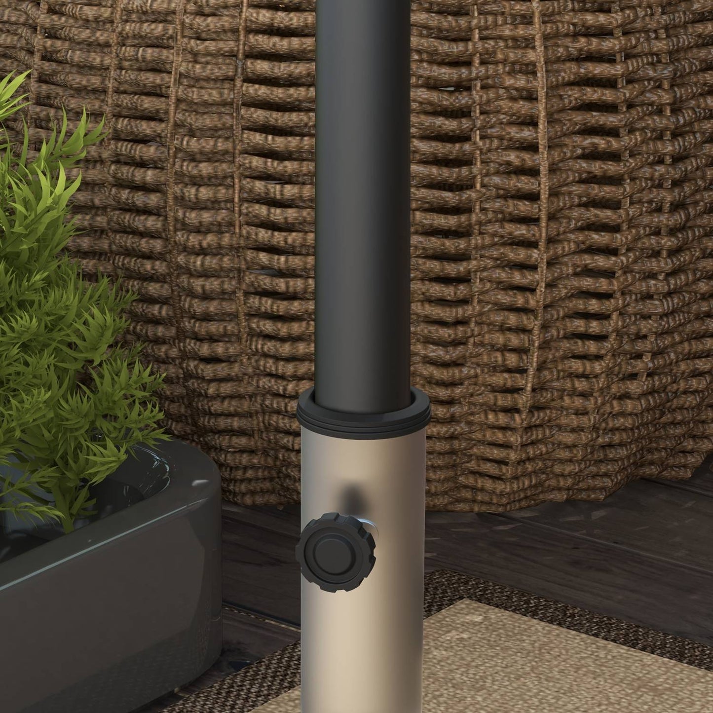 Parasol stand in granite with wheels, 38.5 kg, fits Ø 32-48 mm