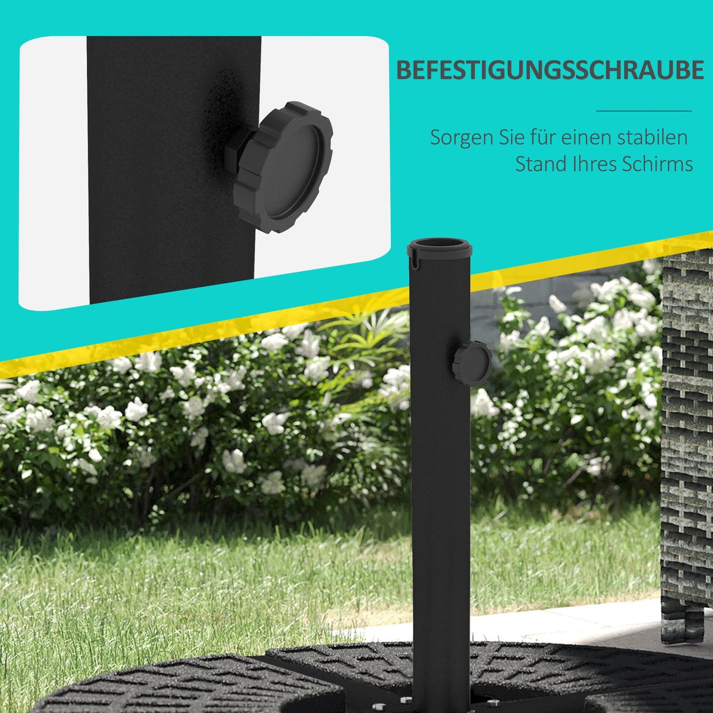 Parasol stand, Black - 4 Kg, Fits Ø38-48 Mm poles