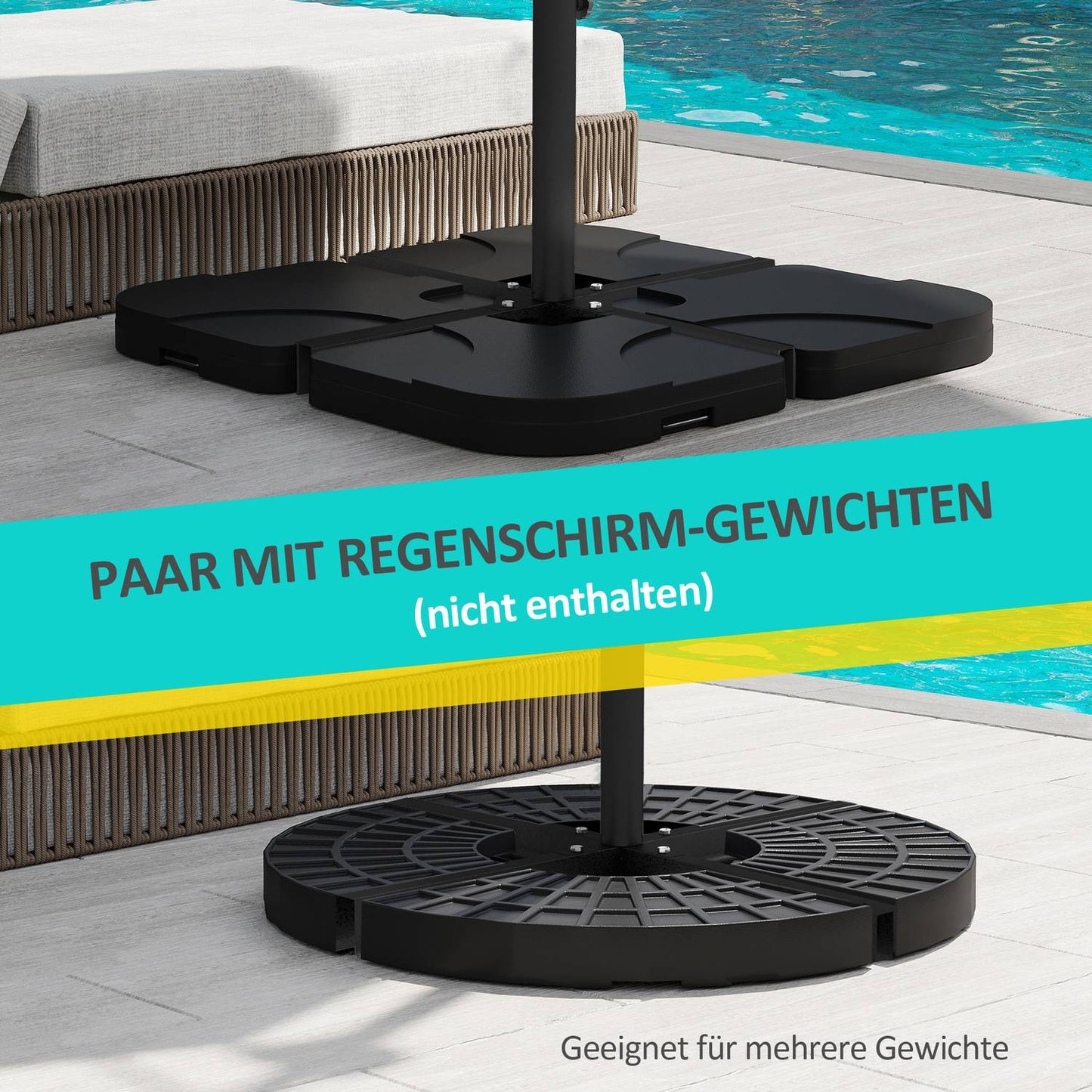Parasol stand, Black - 4 Kg, Fits Ø38-48 Mm poles
