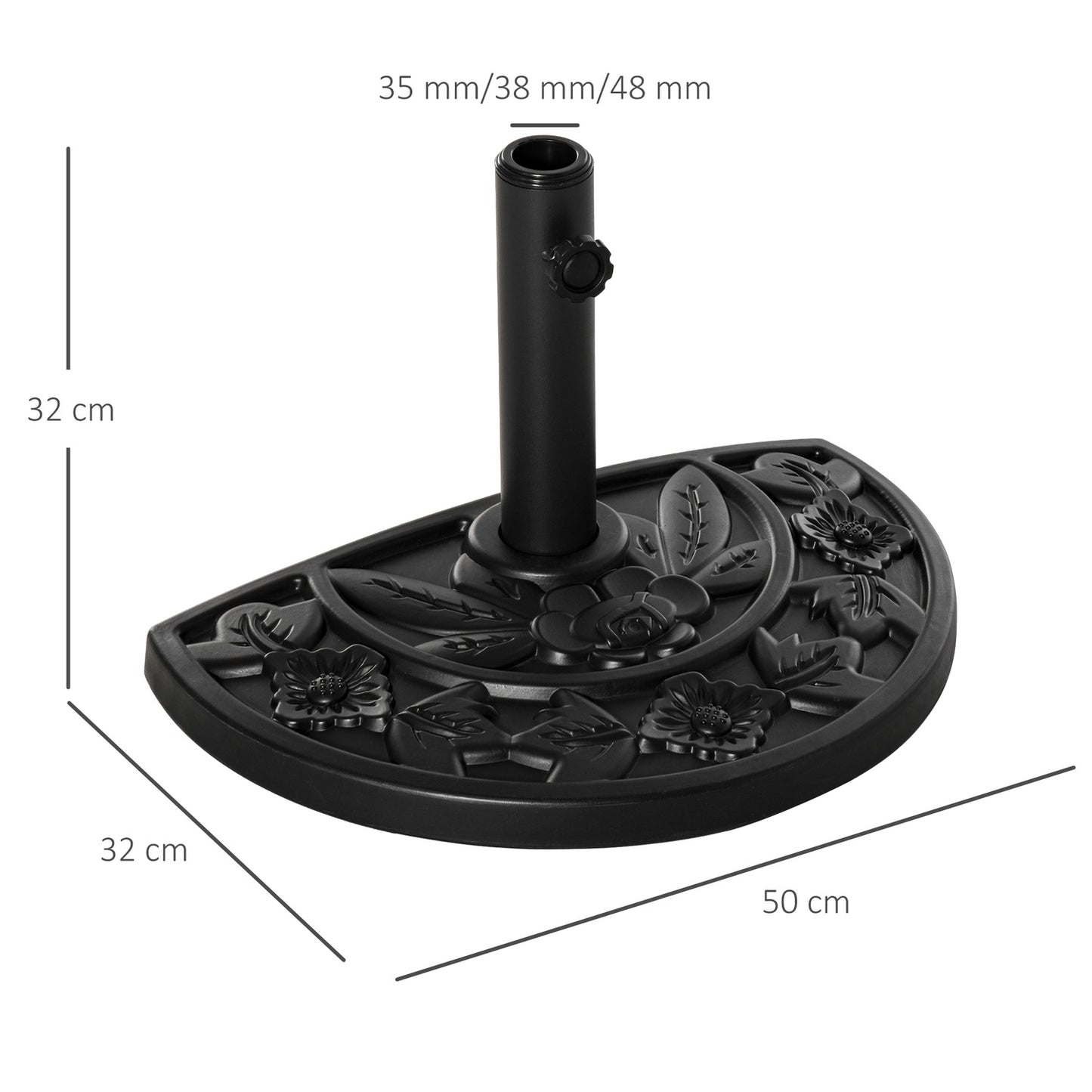 Garden Umbrella Base 9Kg, Flower Design, Ø35/38/48Mm