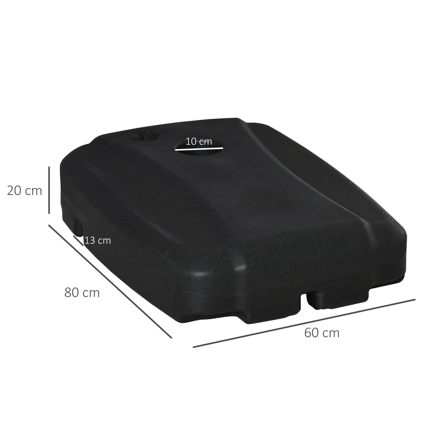Cantilever parasol stand, 100 kg capacity, 80x60x20 cm