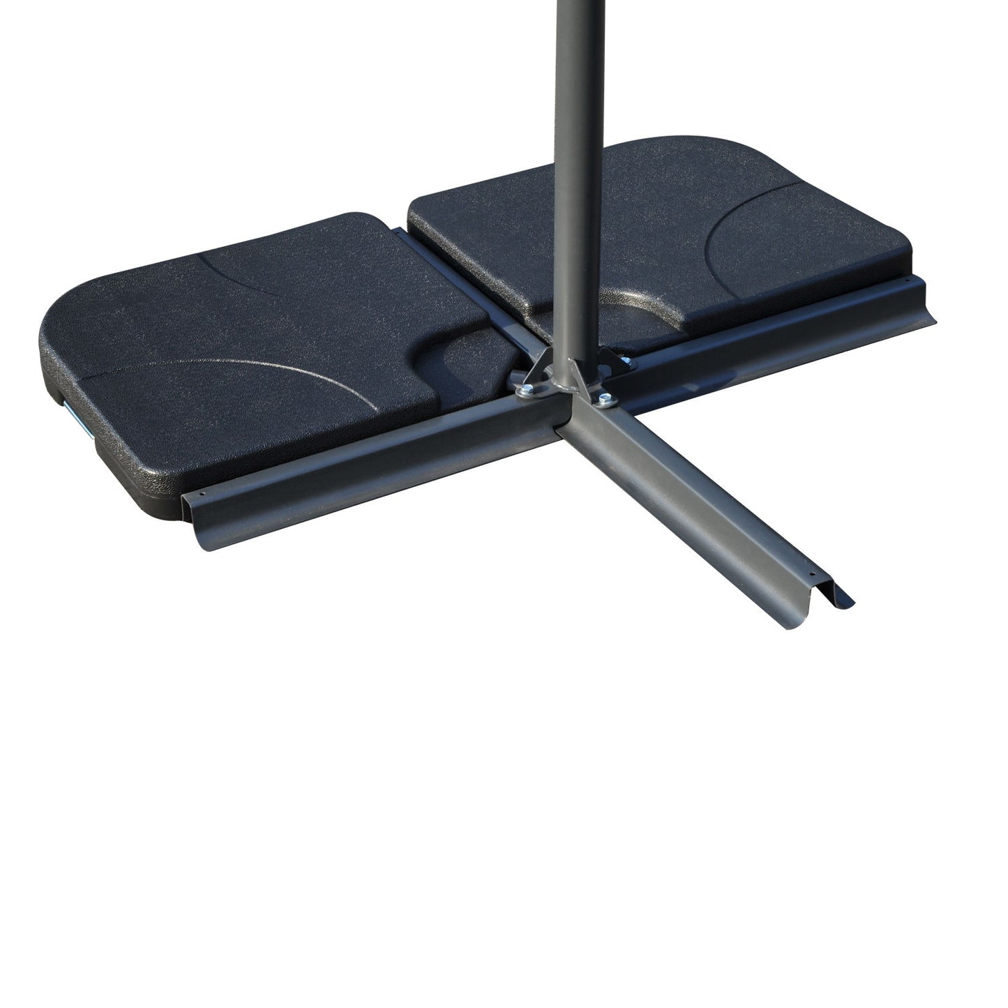 Parasol stand, refillable umbrella base, 4-part, black 50x50 cm
