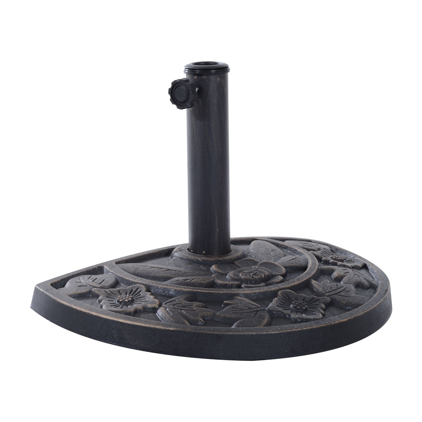 Semi-round parasol base – Resin & Steel, Bronze 50x31x32cm