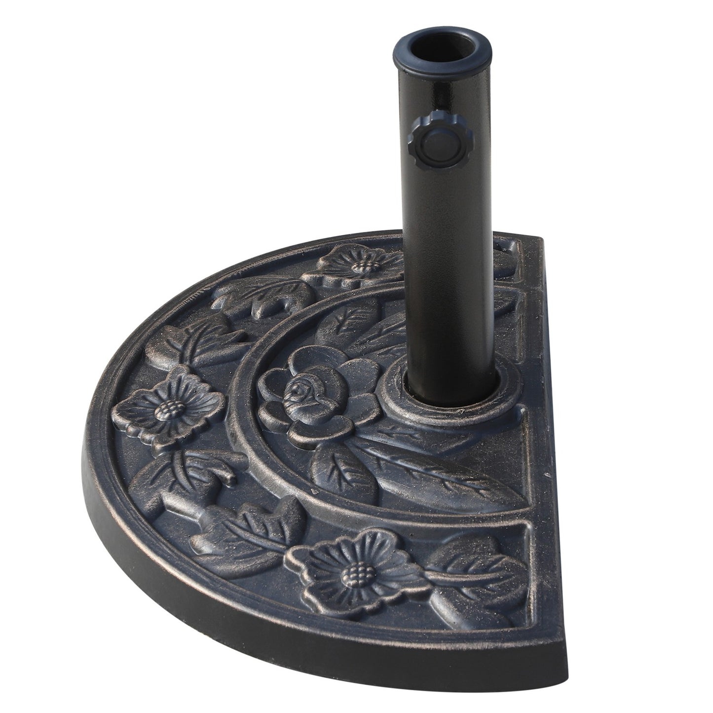 Semi-round parasol base – Resin & Steel, Bronze 50x31x32cm