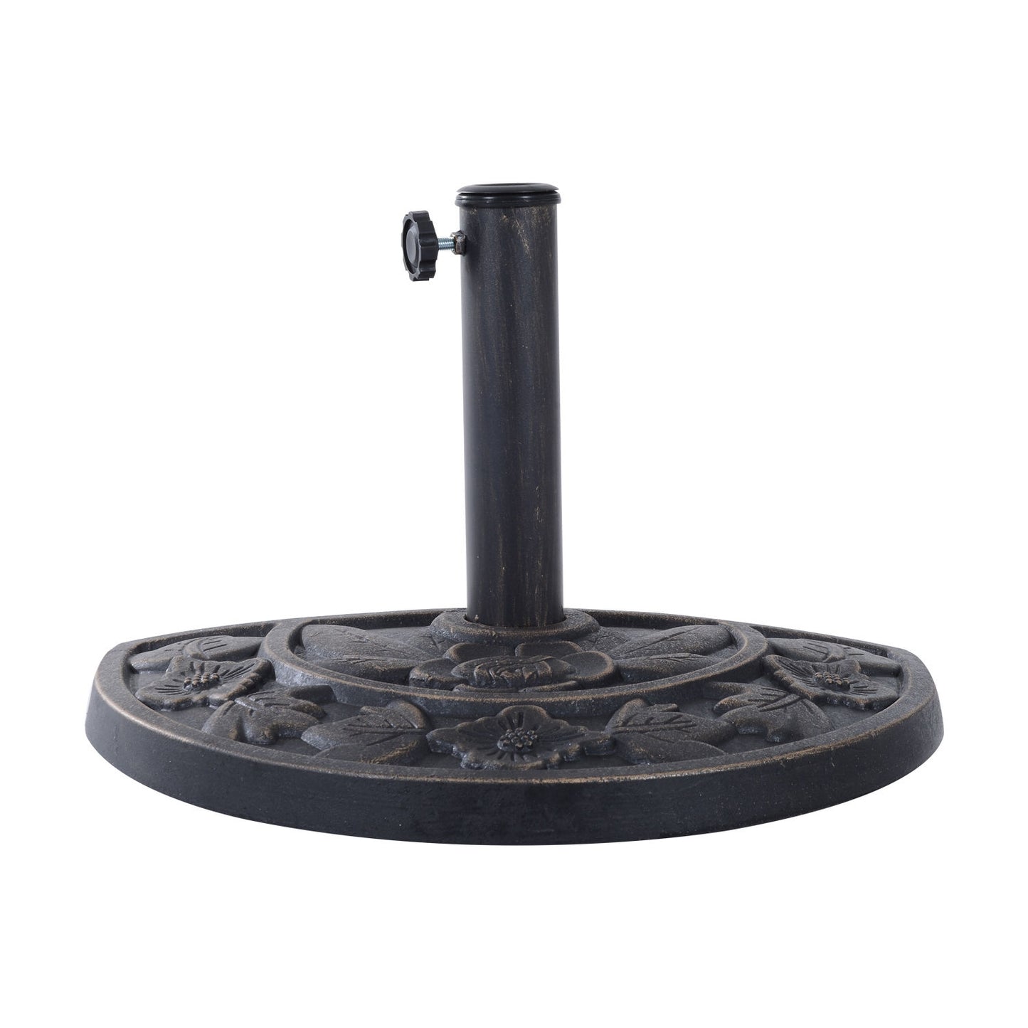 Semi-round parasol base – Resin & Steel, Bronze 50x31x32cm