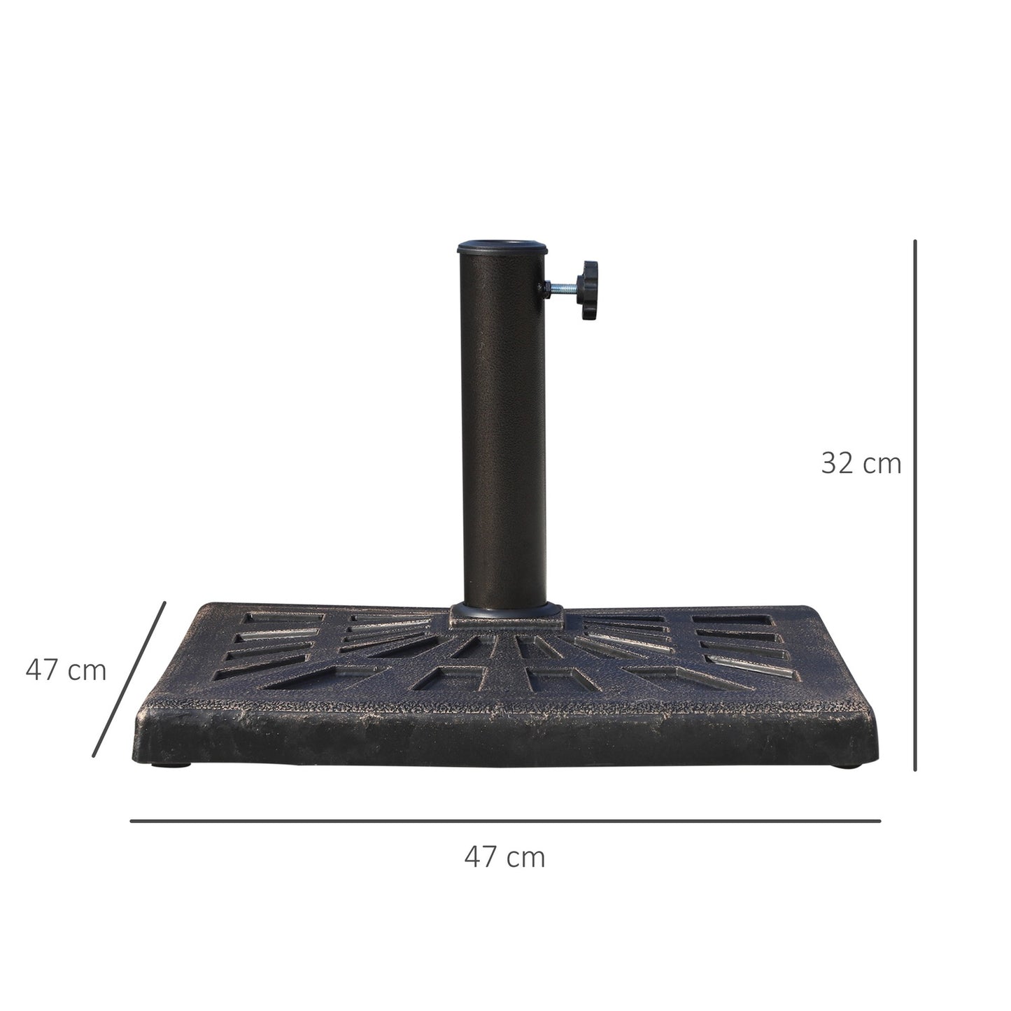 Umbrella stand in black synthetic resin, 15 kg, fits Ø38/48 mm