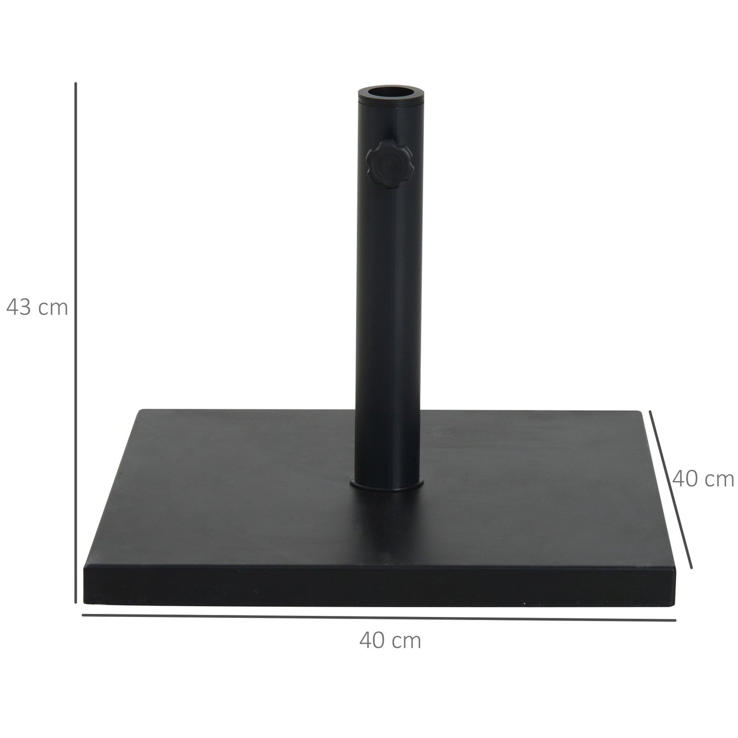 Black Metal & Cement Umbrella Base, 13 Kg, Fits Ø35-48 Mm