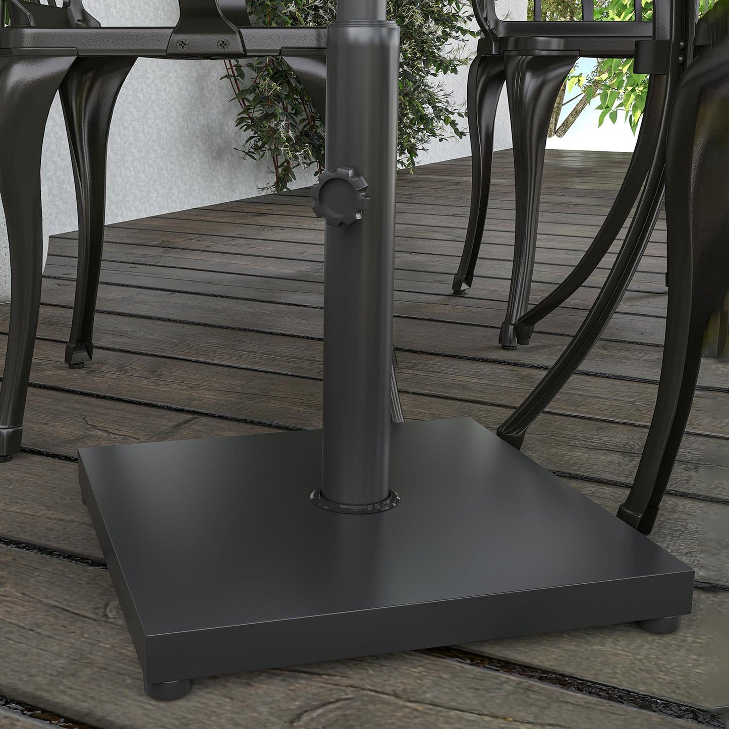 Black Metal & Cement Umbrella Base, 13 Kg, Fits Ø35-48 Mm