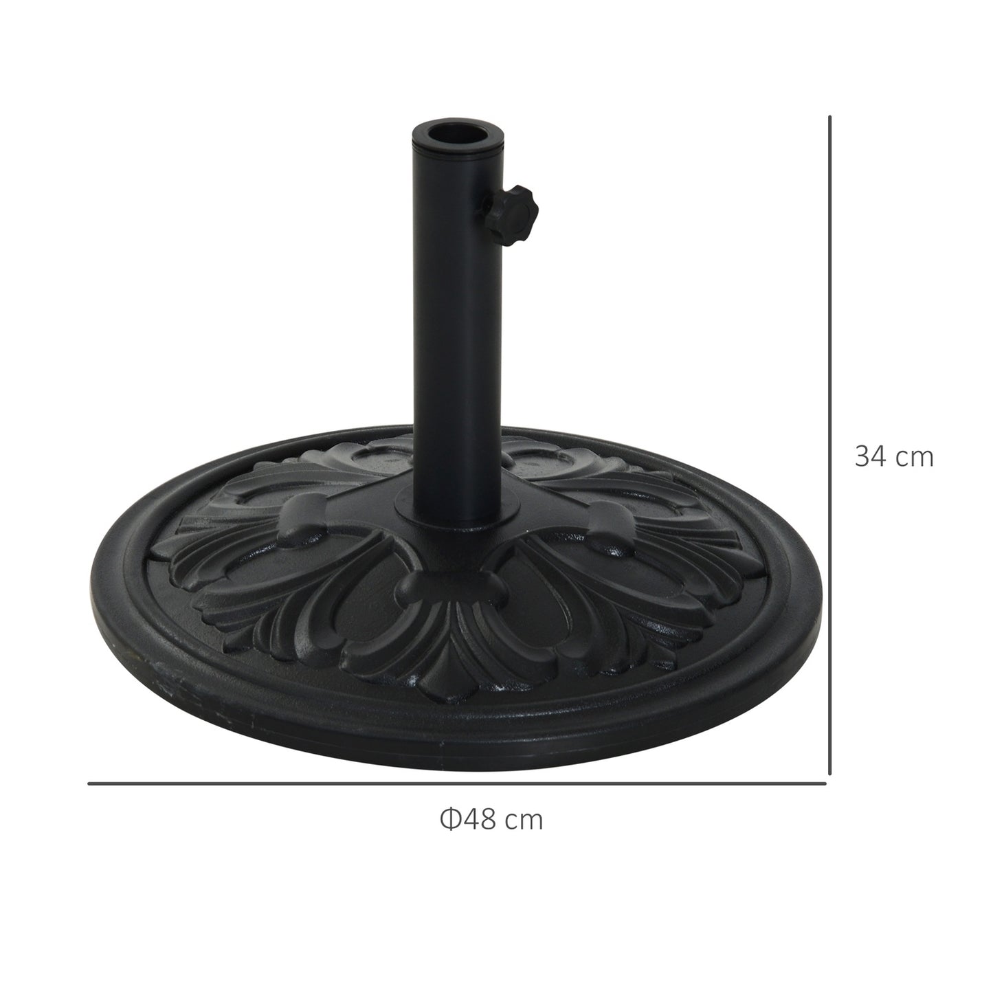 Antique black umbrella base, 13 kg, plastic and cement