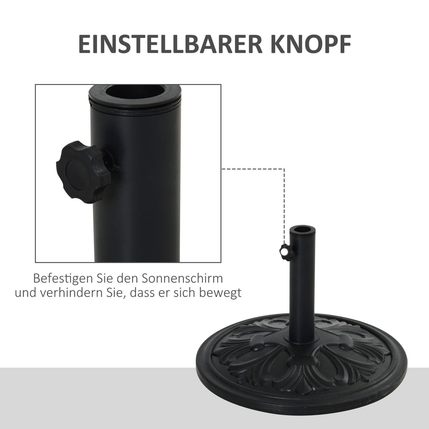 Antique black umbrella base, 13 kg, plastic and cement