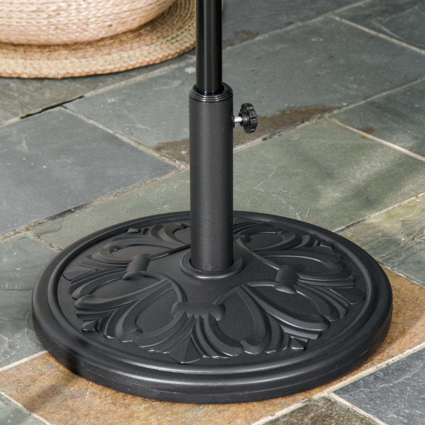 Antique black umbrella base, 13 kg, plastic and cement