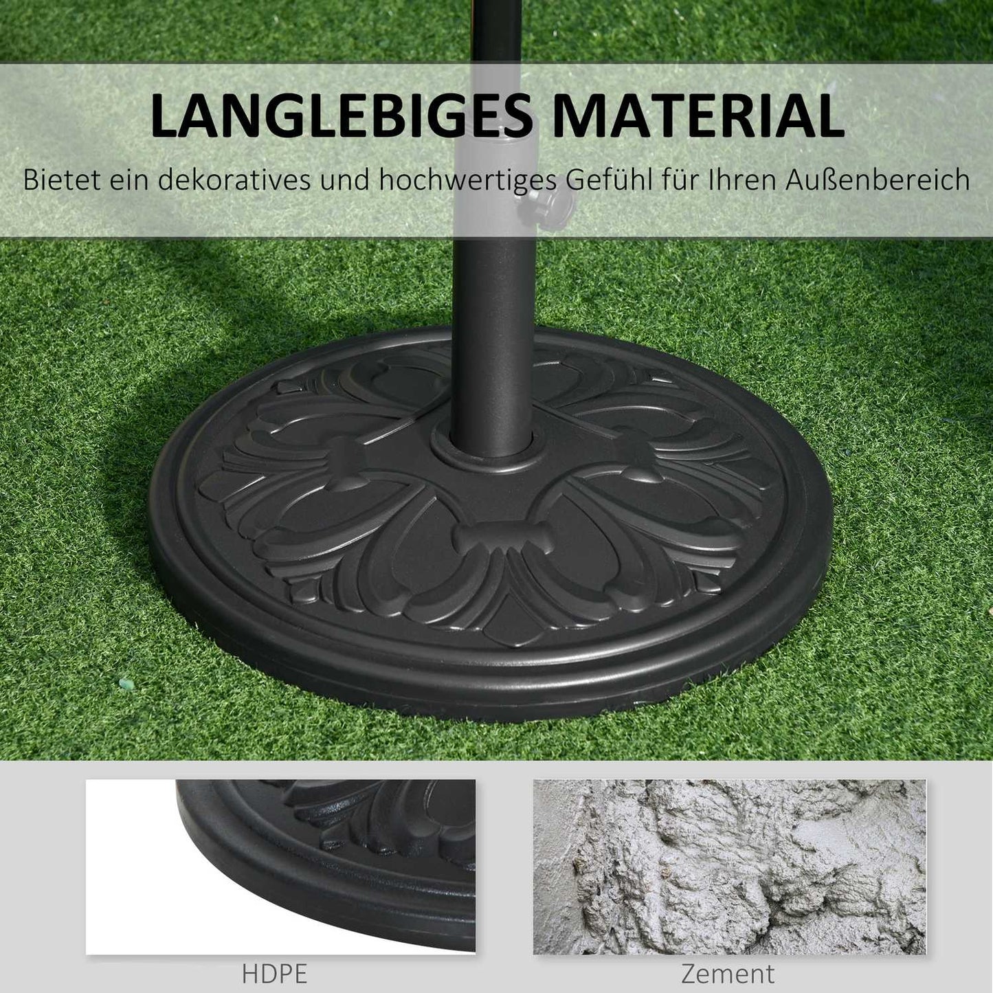 Antique black umbrella base, 13 kg, plastic and cement