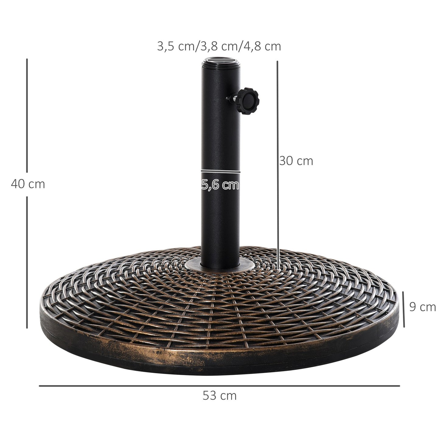 Heavy-Duty 25 Kg Rattan Look Parasol Base, Ø53 X 40 Cm