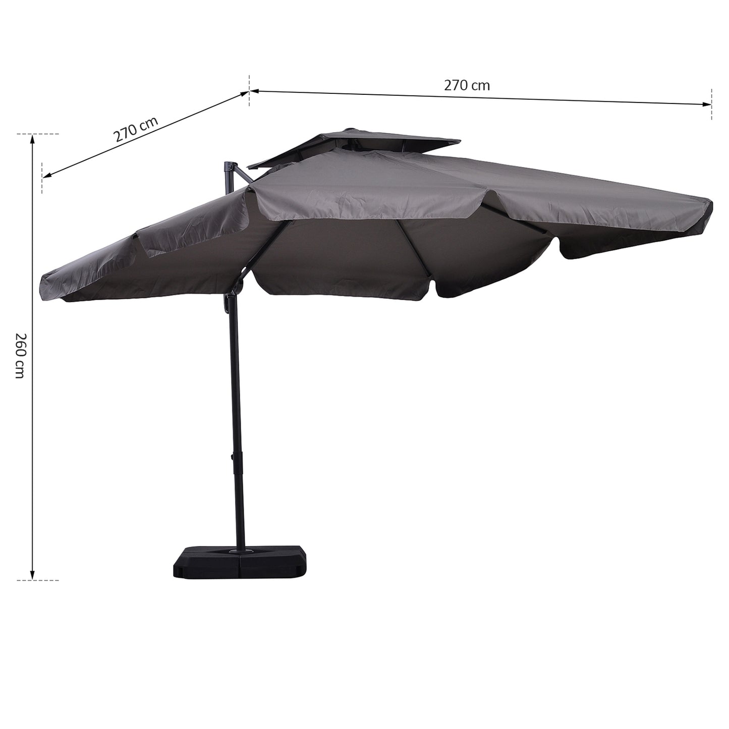 Cantilever Parasol, UV50+ with Stand & Cover, 270x270 cm
